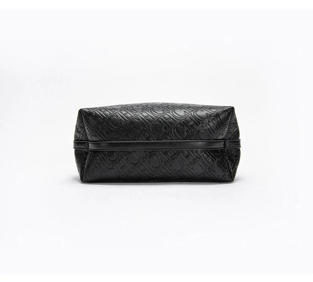 CH Fashion Brand Shoulder Bag for Women Large Capacity Casual Hard Bag with Letters Embossed PU Leather Womenswear