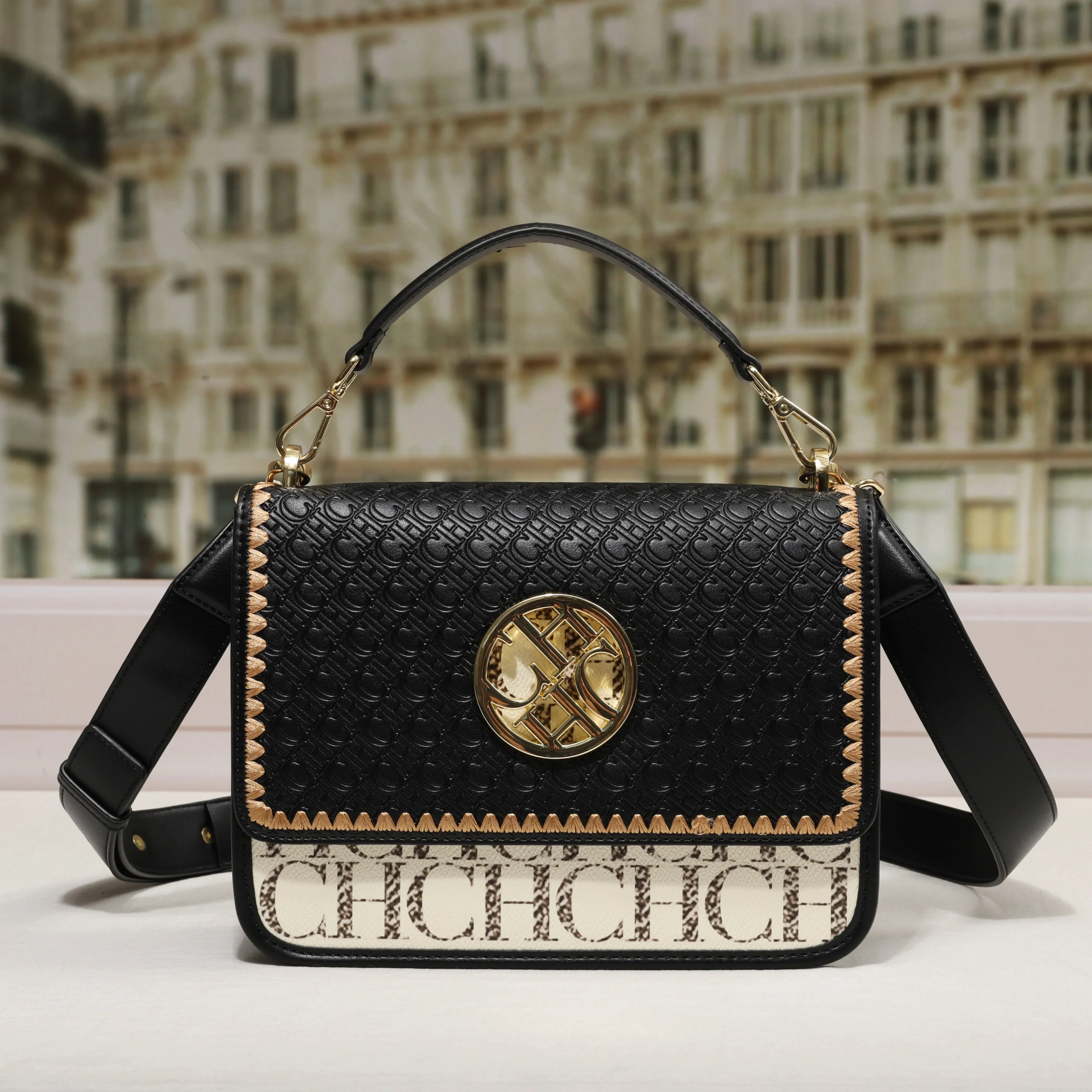 CH Solid Design Shoulder Bag Dark Letter Embossed Ladies Party Bag Exquisite Luxury Brand Fashion Design Handbag Classic