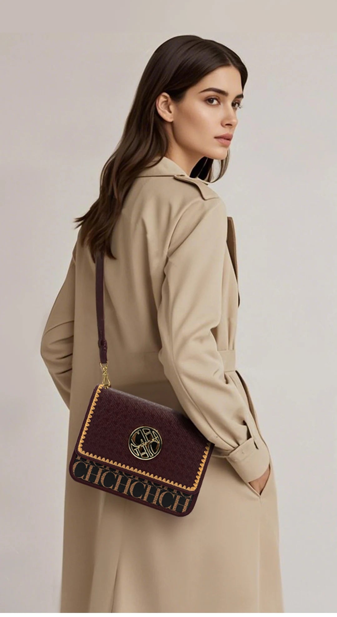CH Solid Design Shoulder Bag Dark Letter Embossed Ladies Party Bag Exquisite Luxury Brand Fashion Design Handbag Classic