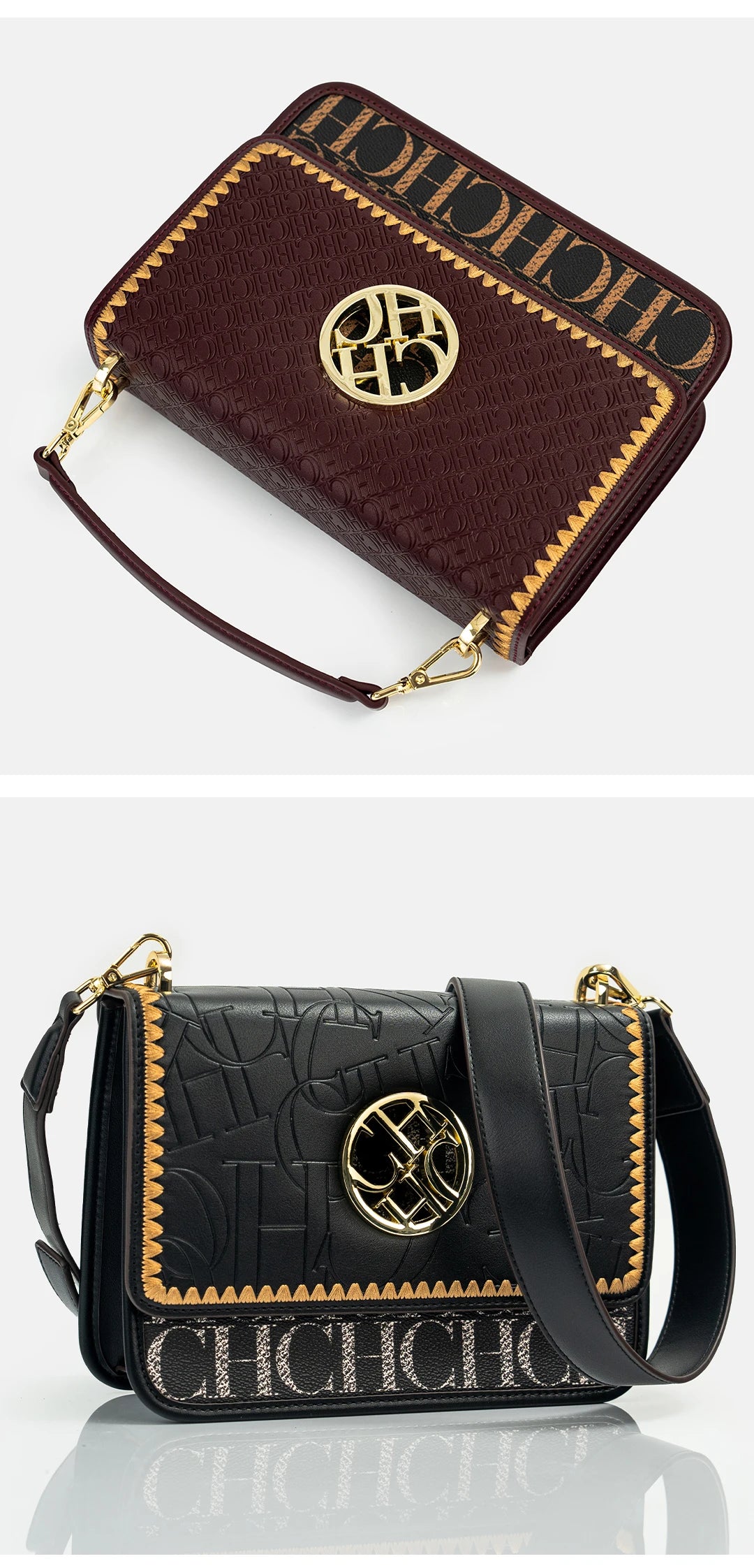 CH Solid Design Shoulder Bag Dark Letter Embossed Ladies Party Bag Exquisite Luxury Brand Fashion Design Handbag Classic