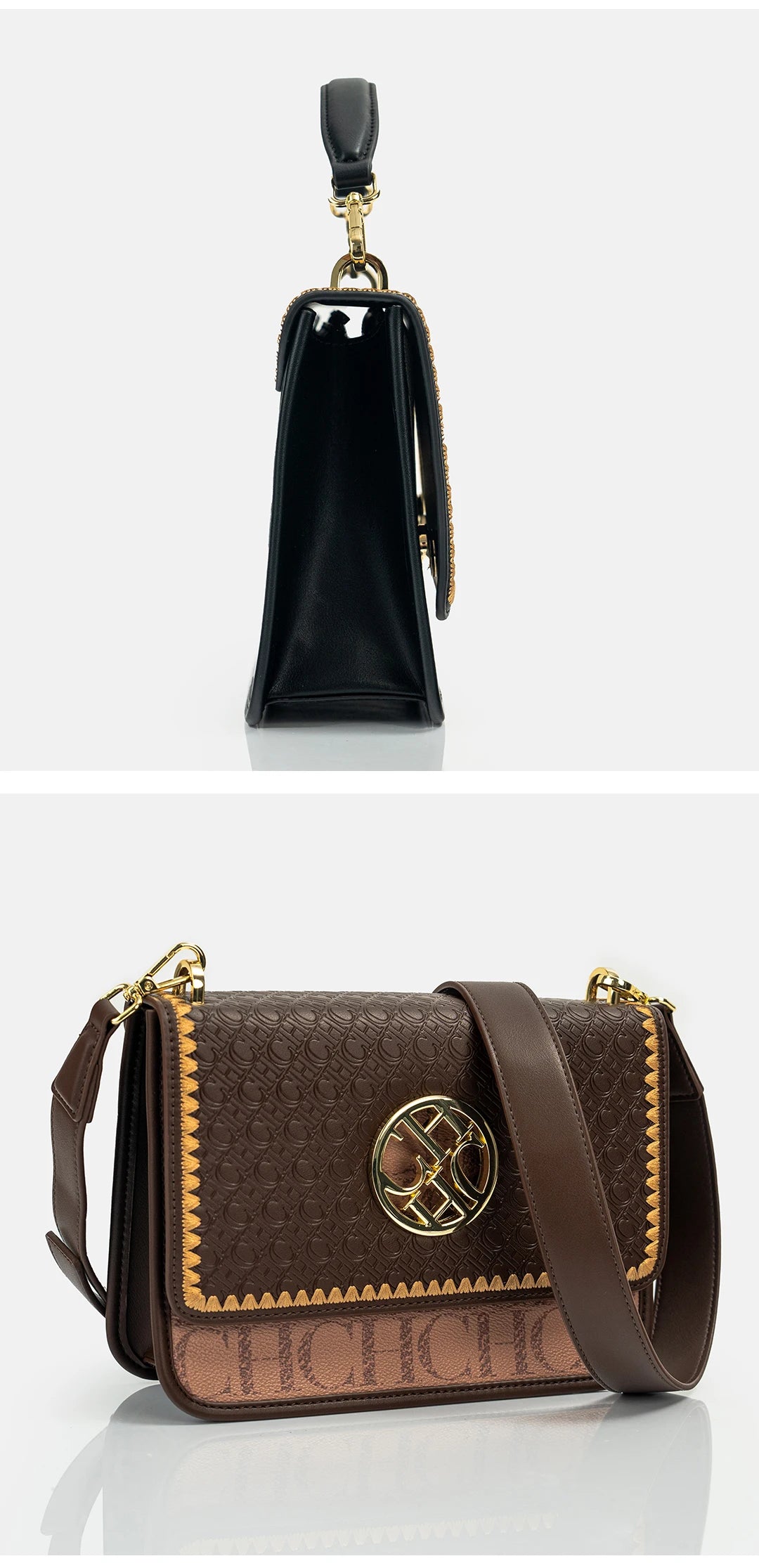 CH Solid Design Shoulder Bag Dark Letter Embossed Ladies Party Bag Exquisite Luxury Brand Fashion Design Handbag Classic
