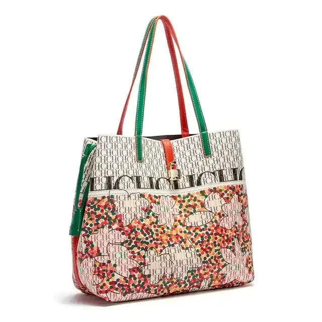 CH Luxury Ladies Shoulder Bag Large Capacity Bucket Bag 2024 New High Quality Ladies Handbag Exquisite Flower Pattern Womenswe