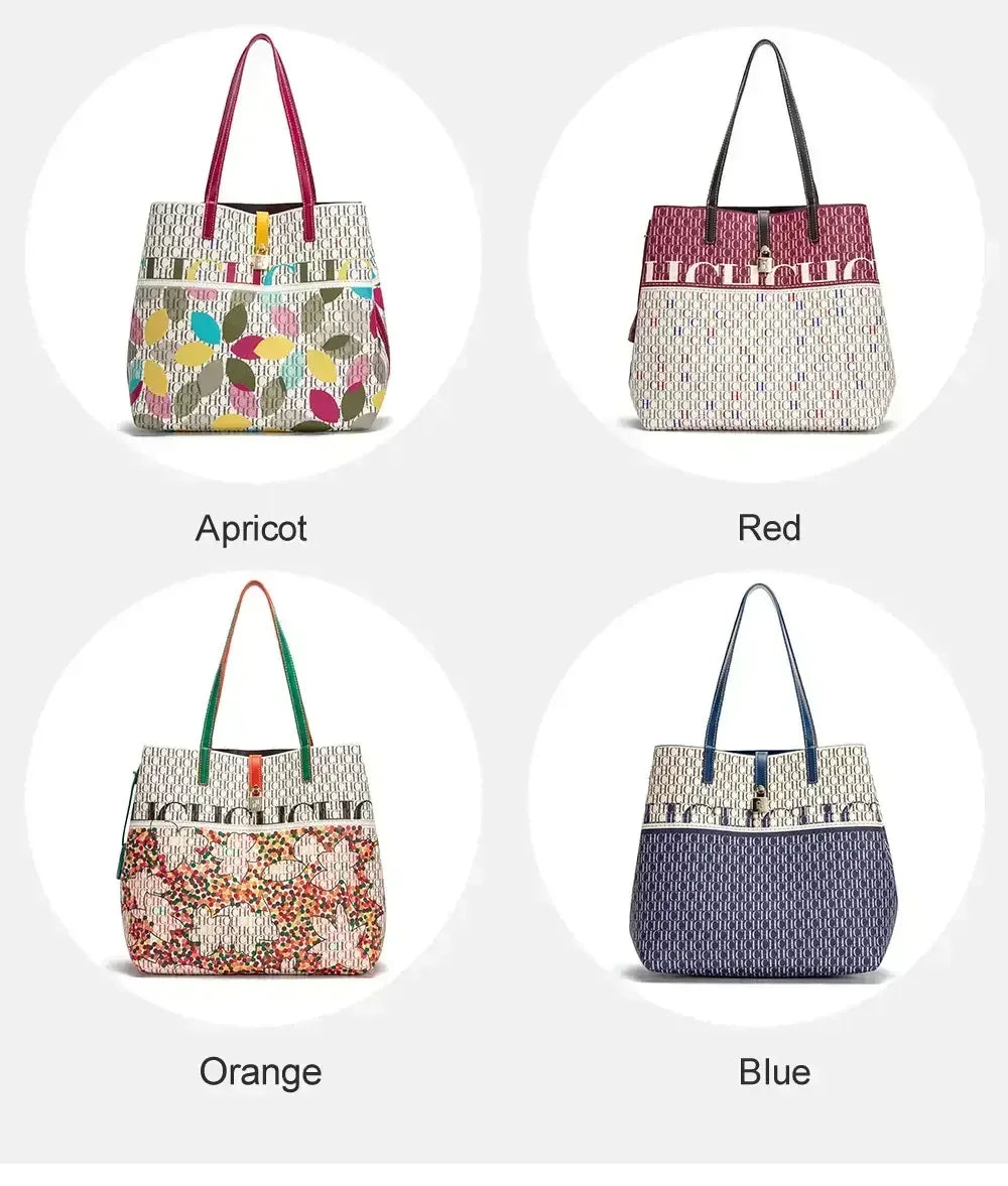 CH Luxury Ladies Shoulder Bag Large Capacity Bucket Bag 2024 New High Quality Ladies Handbag Exquisite Flower Pattern Womenswe