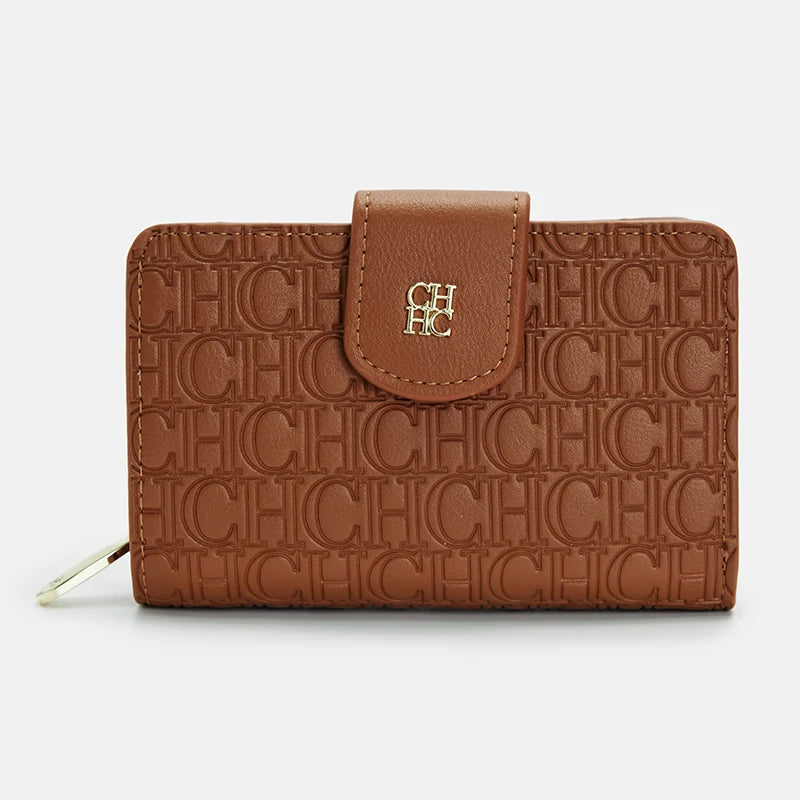 CH Pure Colour Letter Printed Style Women's Card Wallet Premium Simple Design Women's Wallet Fashion Women's Short Wallet