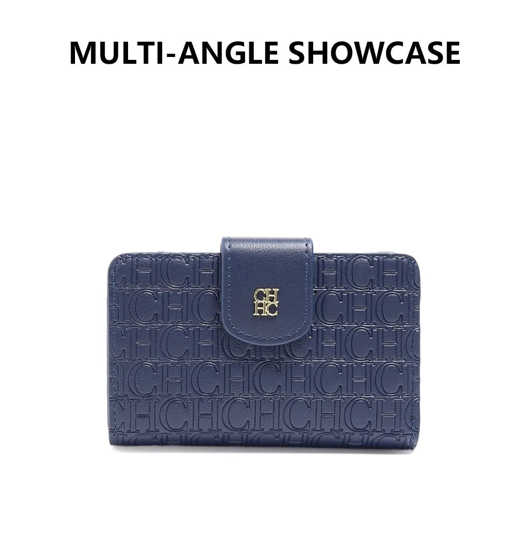 CH Pure Colour Letter Printed Style Women's Card Wallet Premium Simple Design Women's Wallet Fashion Women's Short Wallet