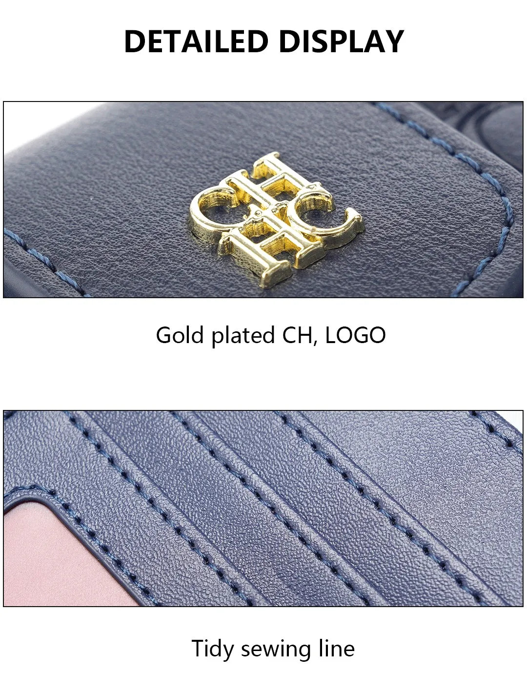 CH Pure Colour Letter Printed Style Women's Card Wallet Premium Simple Design Women's Wallet Fashion Women's Short Wallet