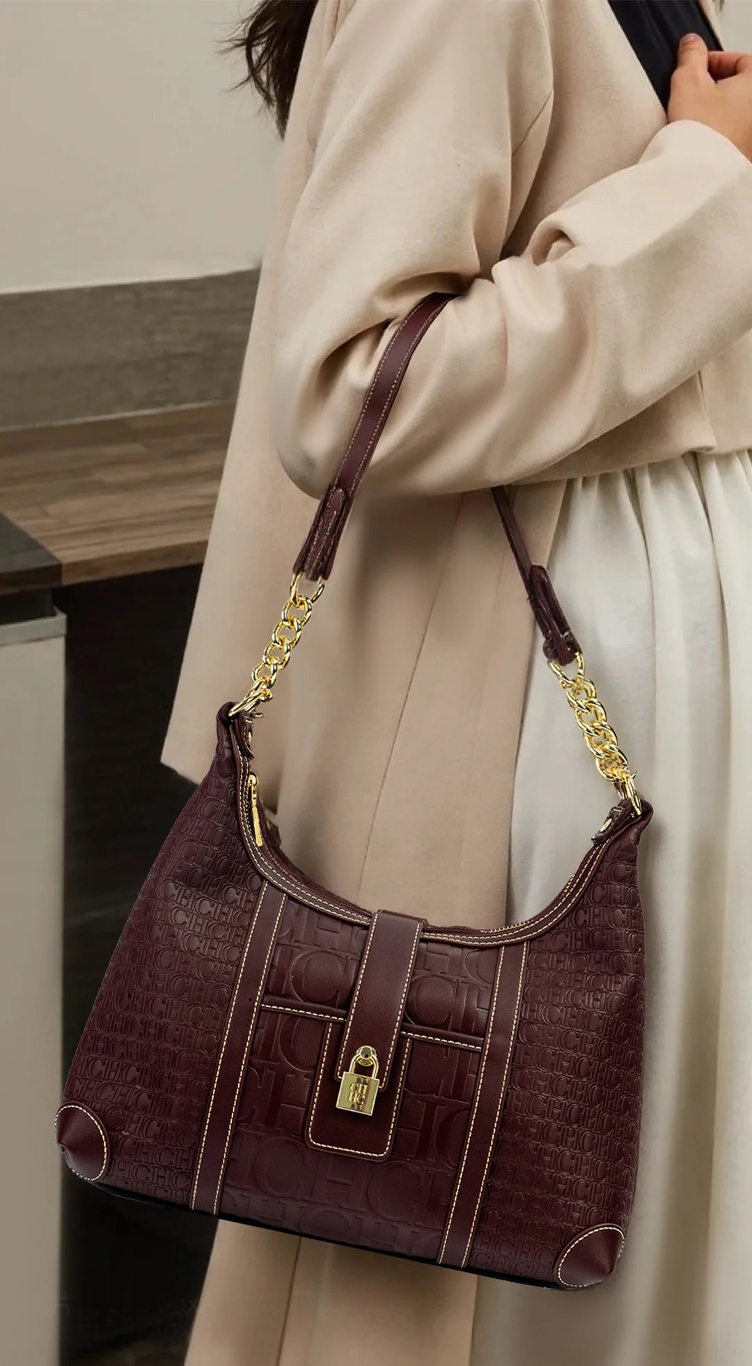 CH Trendy Letter Designer Model Vintage Solid Color Handbag Printed Ladies Chain Bag 2024 New Classic Luxury Women's Bag