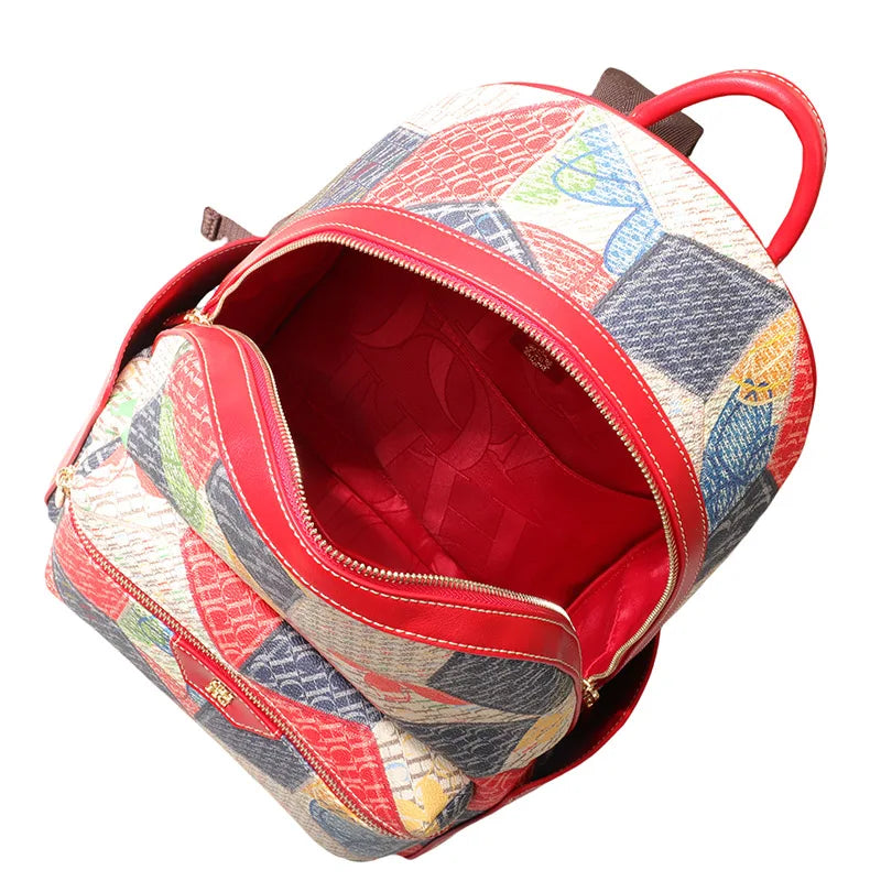 CH Women's Shoulder Bag Fashion Versatile Women's Backpack Large Capacity Daily Casual Style Premium Feeling Unique Print Patter
