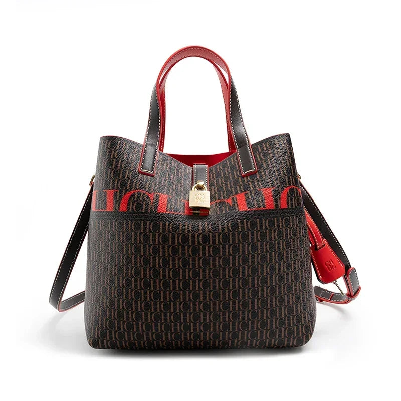 CH Women's Shoulder Large Capacity Bag Exquisite Flower Printed Women's Leather Bag Fashion Design Women's Handbag Printed