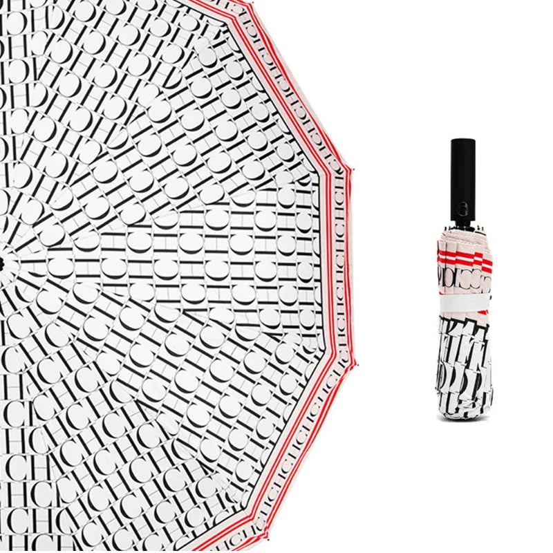 CH Semi-Automatic Umbrella Easy to Carry Multi-functional Alphabet Print Design Simple and Fashionable Style Umbrella