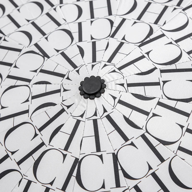 CH Semi-Automatic Umbrella Easy to Carry Multi-functional Alphabet Print Design Simple and Fashionable Style Umbrella