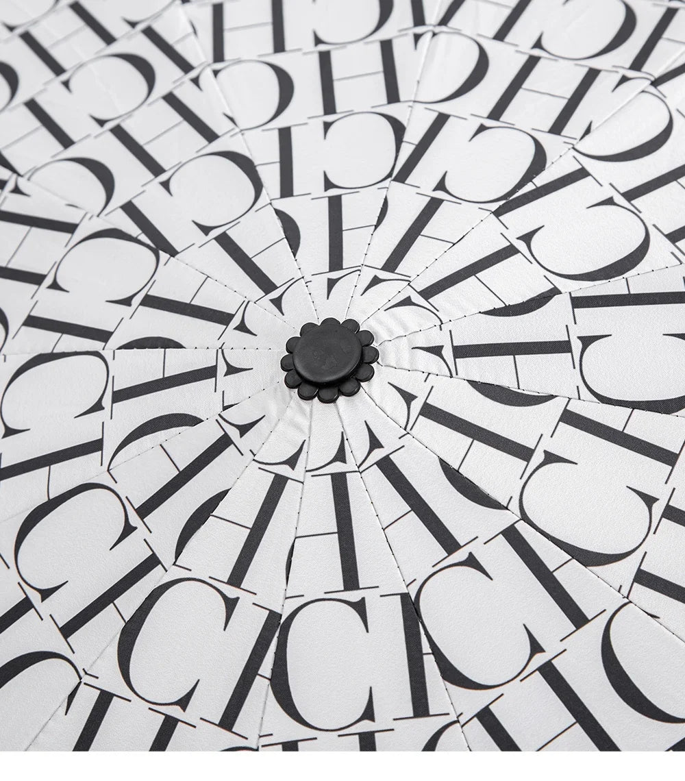 CH Semi-Automatic Umbrella Easy to Carry Multi-functional Alphabet Print Design Simple and Fashionable Style Umbrella