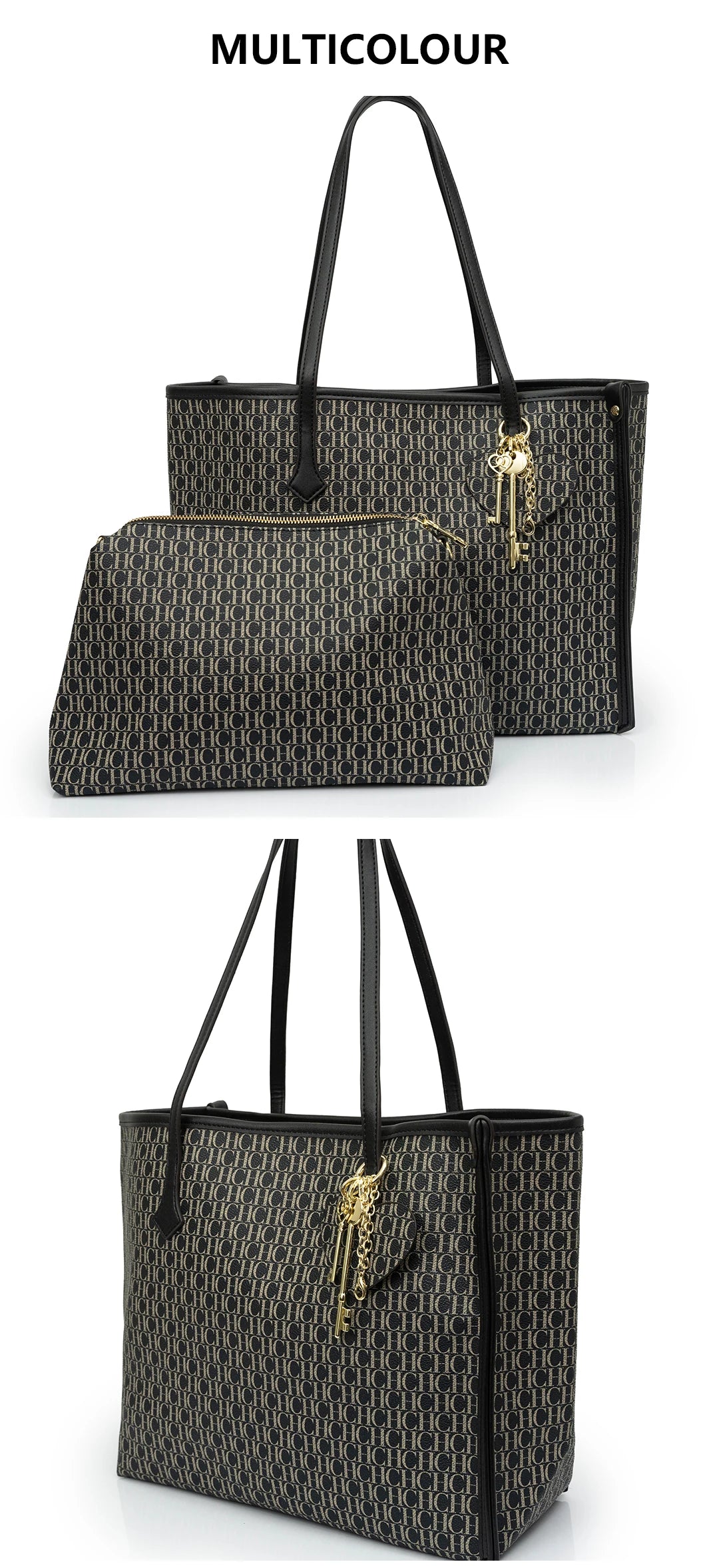 CH Connected Key Accessories Pendant Brand Large Capacity Multifunctional Classic Women's Tote Bag 2025 New Women's Shoulder Bag