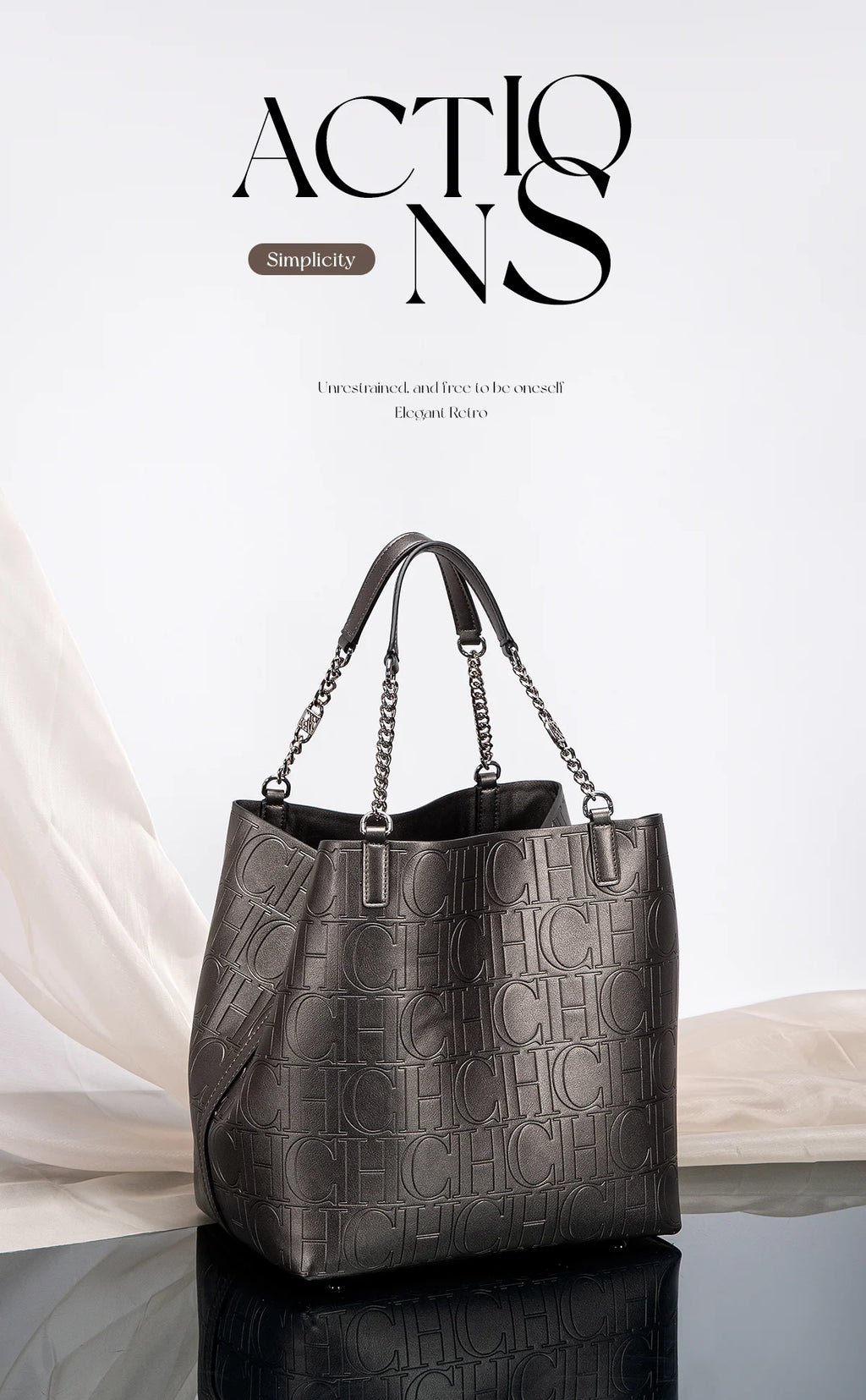 CH Ladies Tote Bag Versatile Superior Sense of Solid Colour Women's Large-capacity Tote Bag Simple Style Daily Fashion Style