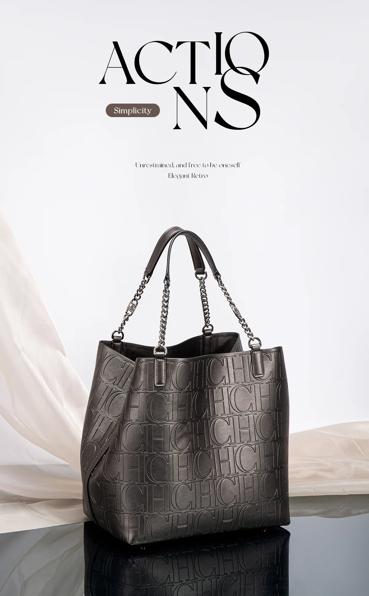 CH Ladies Tote Bag Versatile Superior Sense of Solid Colour Women's Large-capacity Tote Bag Simple Style Daily Fashion Style