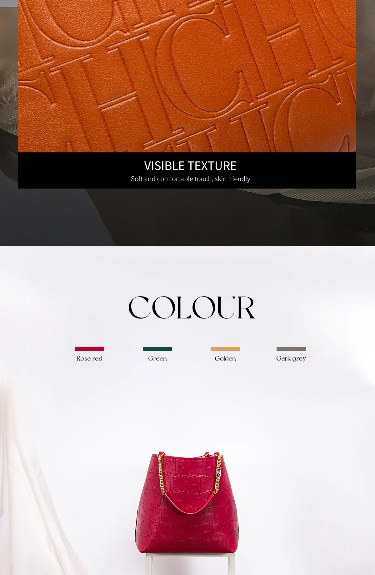 CH Ladies Tote Bag Versatile Superior Sense of Solid Colour Women's Large-capacity Tote Bag Simple Style Daily Fashion Style