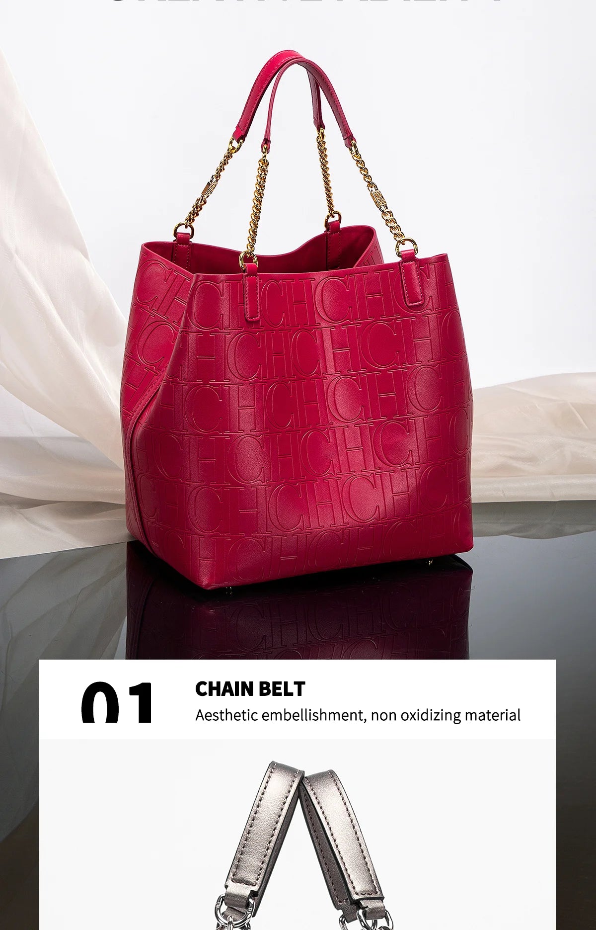 CH Ladies Tote Bag Versatile Superior Sense of Solid Colour Women's Large-capacity Tote Bag Simple Style Daily Fashion Style