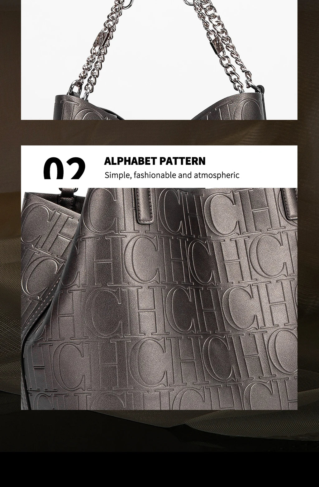 CH Ladies Tote Bag Versatile Superior Sense of Solid Colour Women's Large-capacity Tote Bag Simple Style Daily Fashion Style