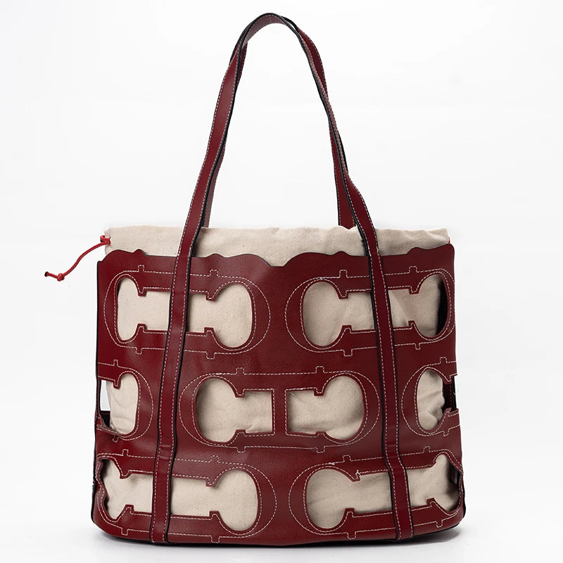 CH Women's Hollow Out Design Handbag Fashion Elegant Popular Pattern Design Brand High Quality Creative Unique Ladies Bags