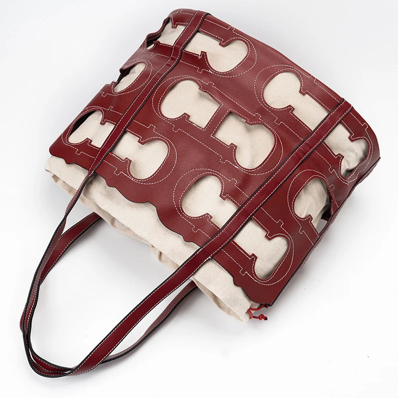 CH Women's Hollow Out Design Handbag Fashion Elegant Popular Pattern Design Brand High Quality Creative Unique Ladies Bags
