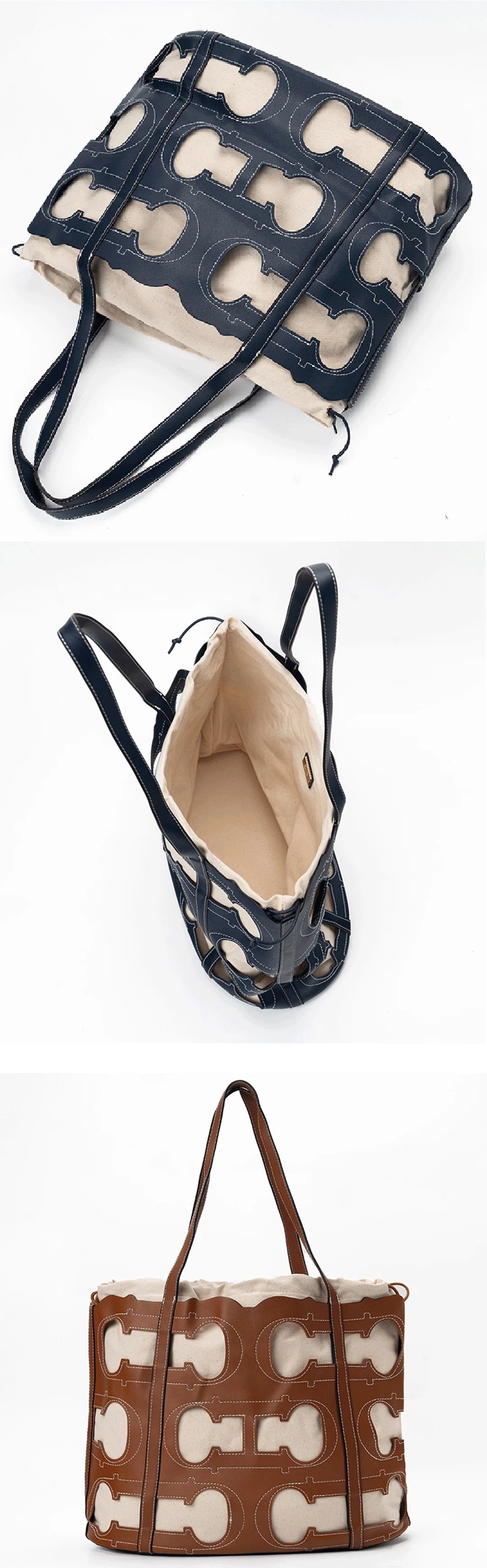 CH Women's Hollow Out Design Handbag Fashion Elegant Popular Pattern Design Brand High Quality Creative Unique Ladies Bags
