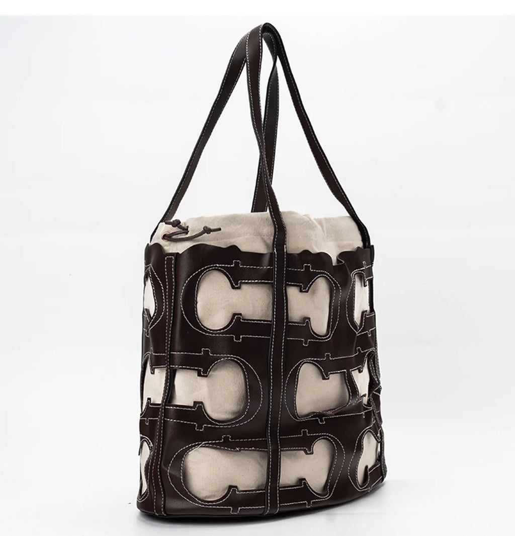 CH Women's Hollow Out Design Handbag Fashion Elegant Popular Pattern Design Brand High Quality Creative Unique Ladies Bags