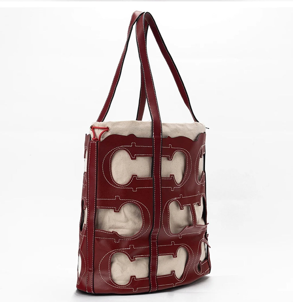 CH Women's Hollow Out Design Handbag Fashion Elegant Popular Pattern Design Brand High Quality Creative Unique Ladies Bags
