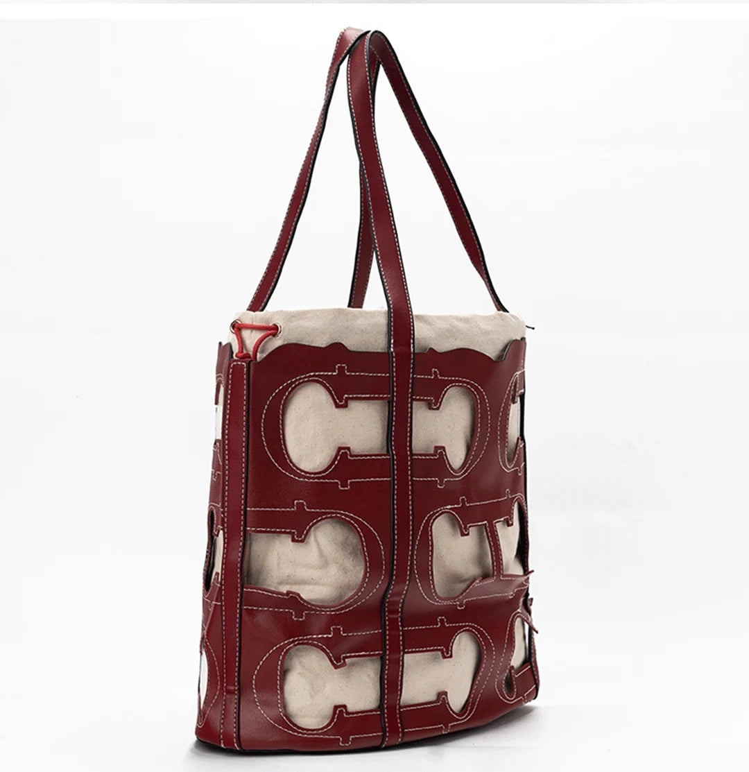 CH Women's Hollow Out Design Handbag Fashion Elegant Popular Pattern Design Brand High Quality Creative Unique Ladies Bags