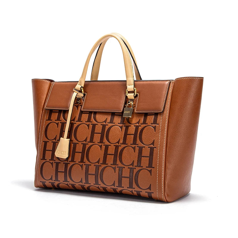 CH Fashion Alphabet Printing Design Ladies Shoulder Bag Temperament Versatile Ladies Large Tote Bag Premium Sense Daily Commuter