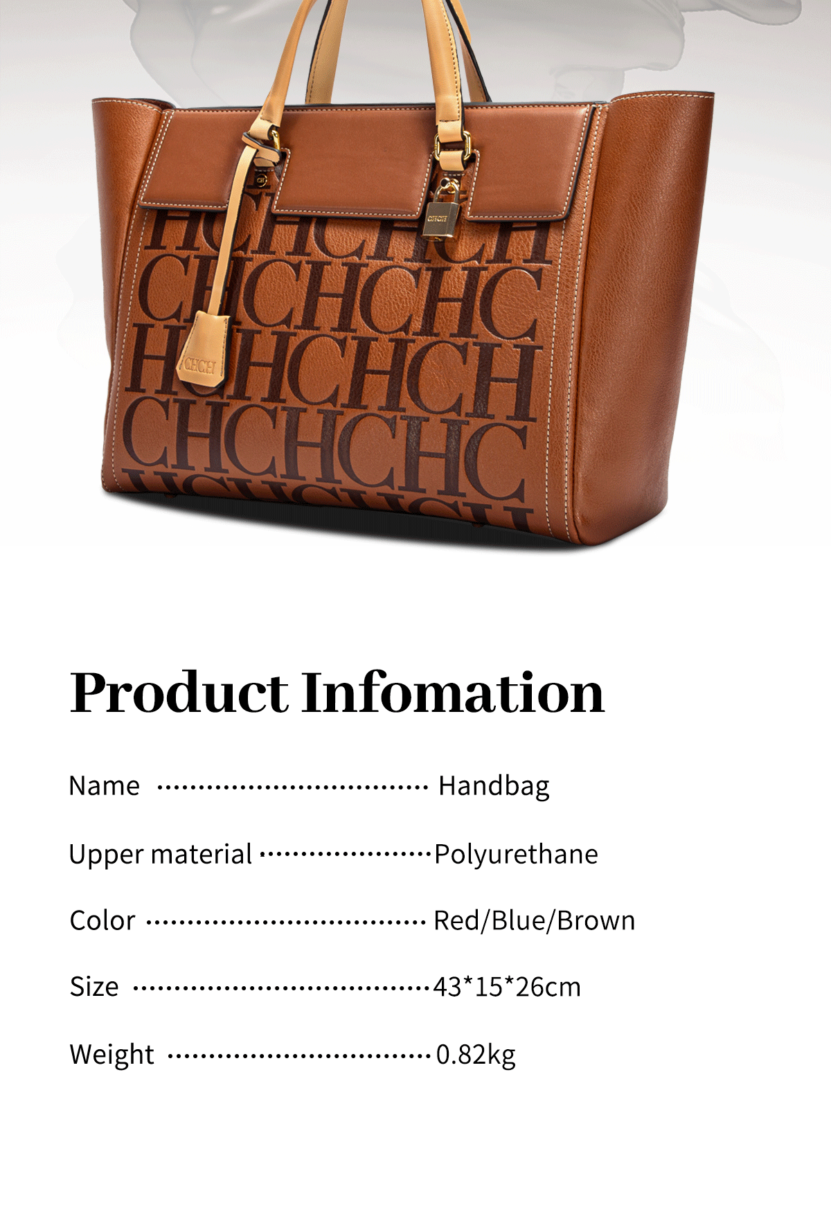 CH Fashion Alphabet Printing Design Ladies Shoulder Bag Temperament Versatile Ladies Large Tote Bag Premium Sense Daily Commuter