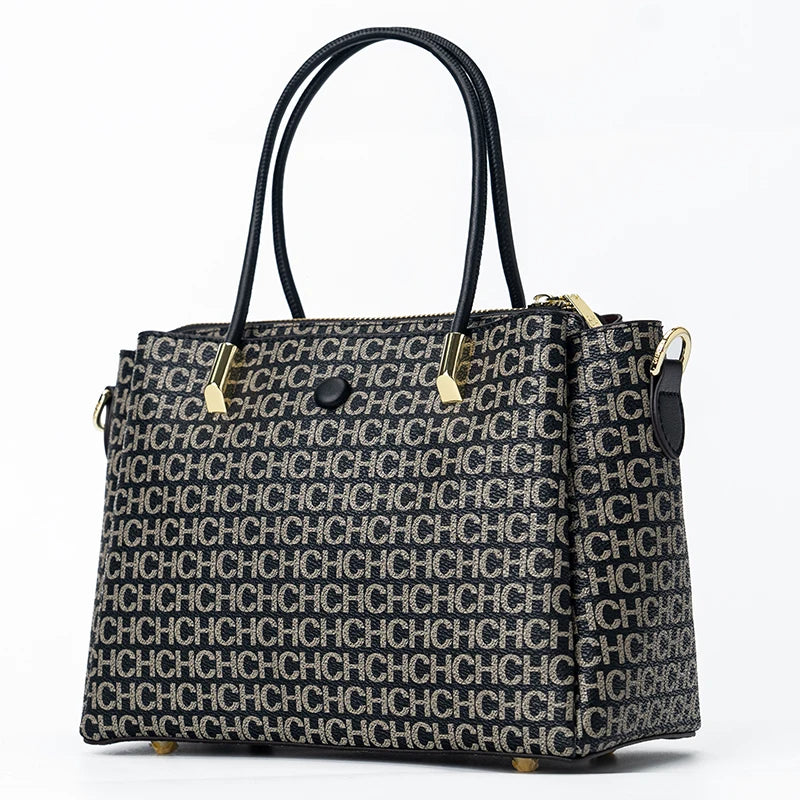 CH High Quality Metal Connection Brand Monogram Print Fashion Women's Tote Bag Large Capacity Commuter Versatile Tote Bag