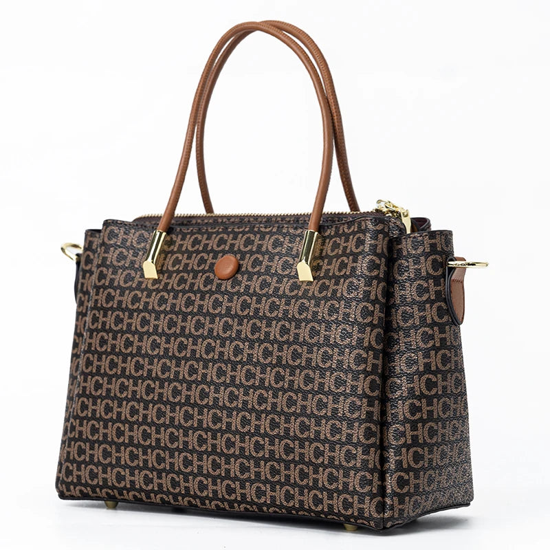 CH High Quality Metal Connection Brand Monogram Print Fashion Women's Tote Bag Large Capacity Commuter Versatile Tote Bag