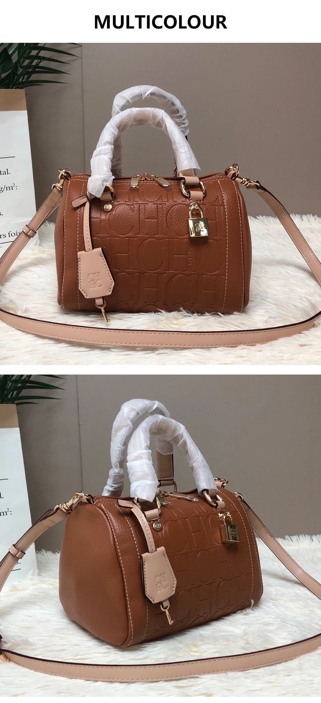 CH High Quality PU Material Multifunctional Tote Bag Zipper Lock Fashion Design Large Capacity Printed Commuter Tote Bag