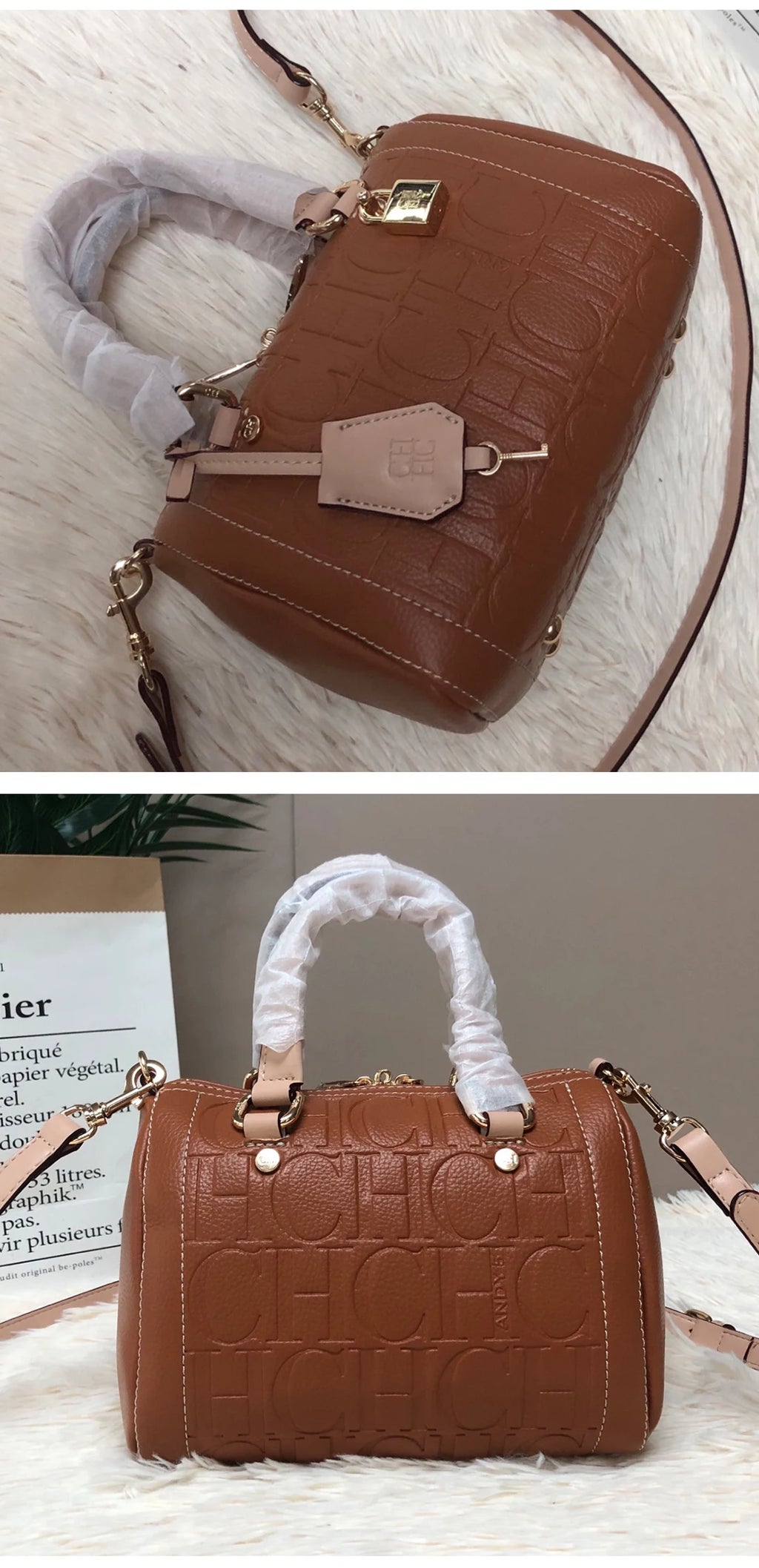 CH High Quality PU Material Multifunctional Tote Bag Zipper Lock Fashion Design Large Capacity Printed Commuter Tote Bag