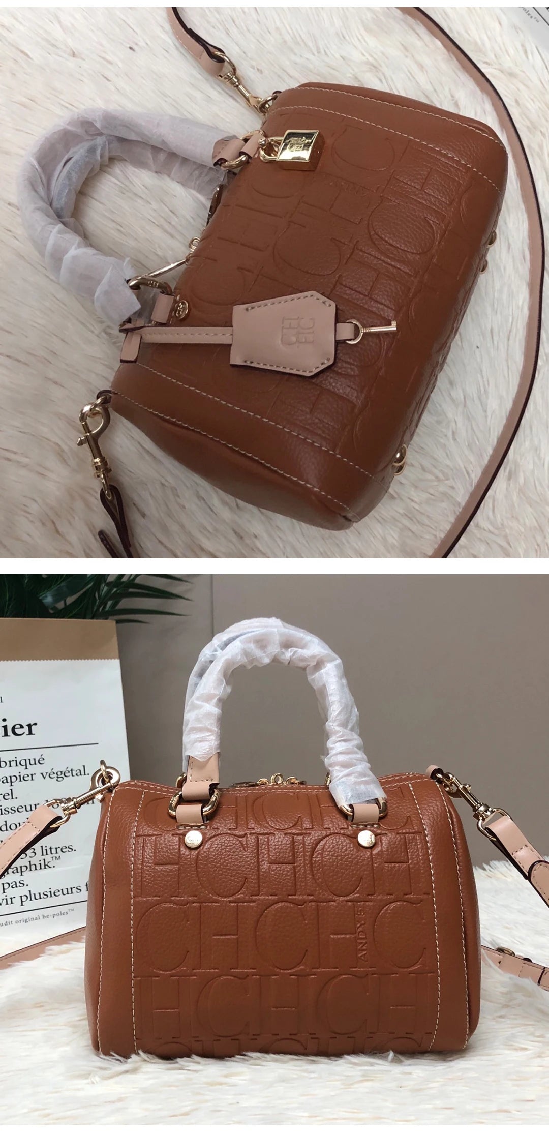 CH High Quality PU Material Multifunctional Tote Bag Zipper Lock Fashion Design Large Capacity Printed Commuter Tote Bag