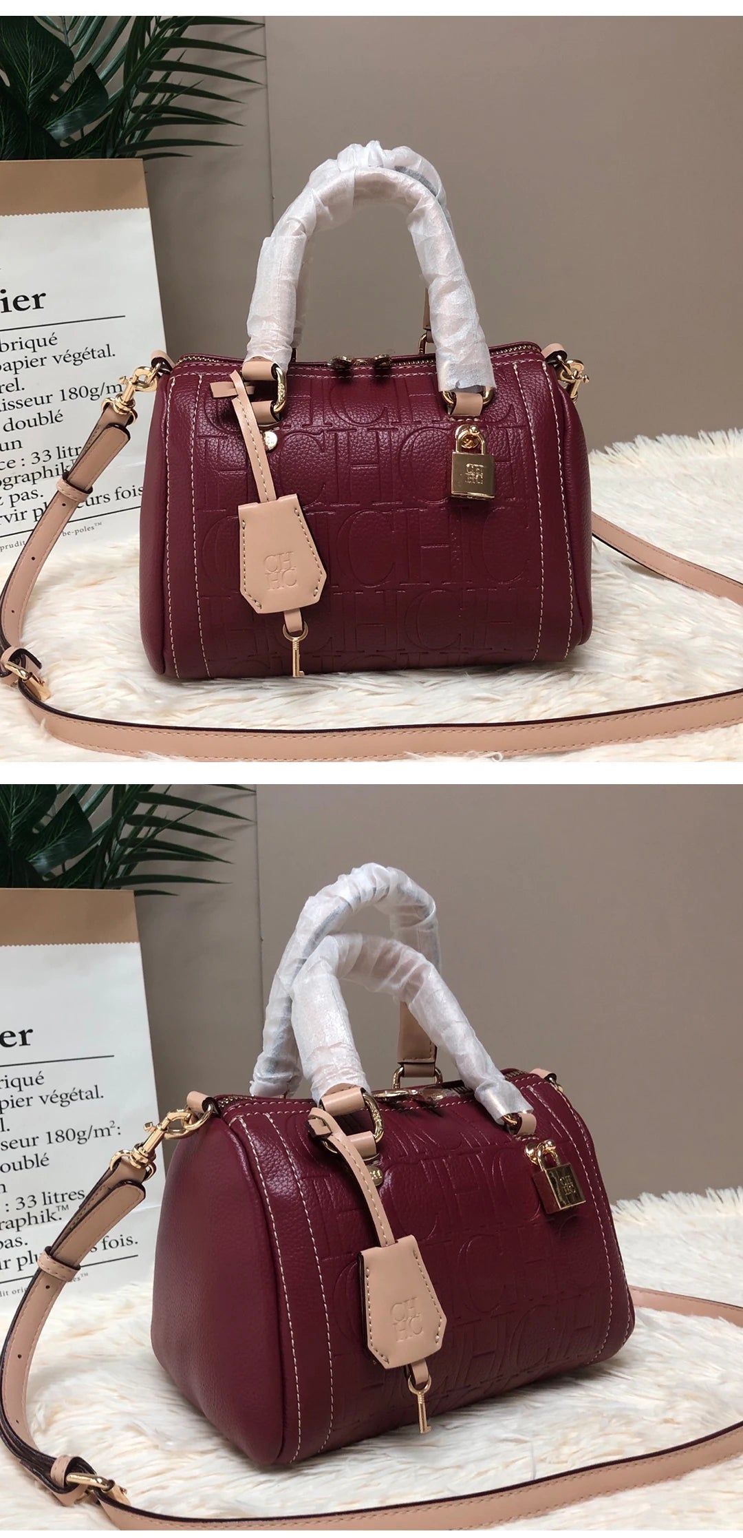 CH High Quality PU Material Multifunctional Tote Bag Zipper Lock Fashion Design Large Capacity Printed Commuter Tote Bag