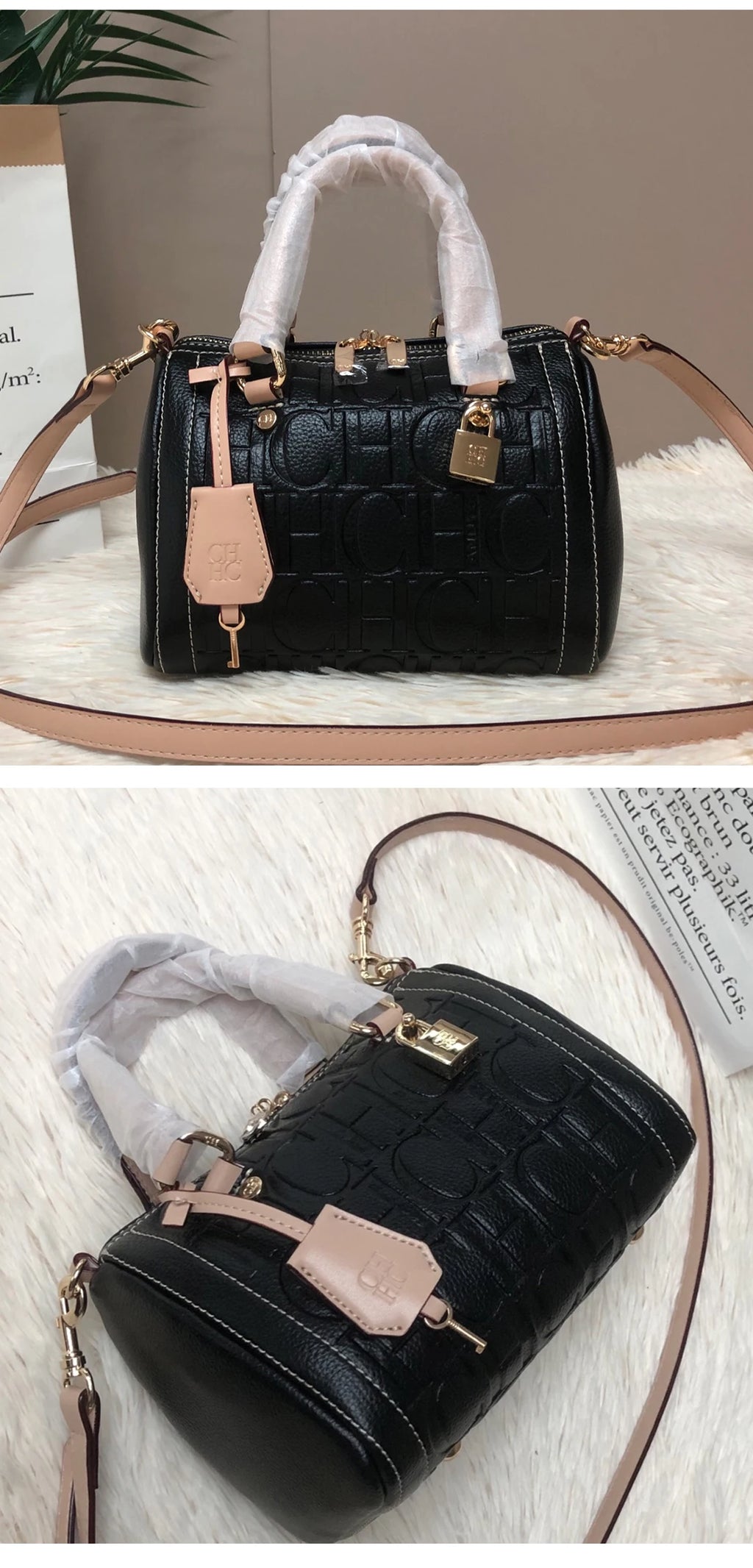 CH High Quality PU Material Multifunctional Tote Bag Zipper Lock Fashion Design Large Capacity Printed Commuter Tote Bag