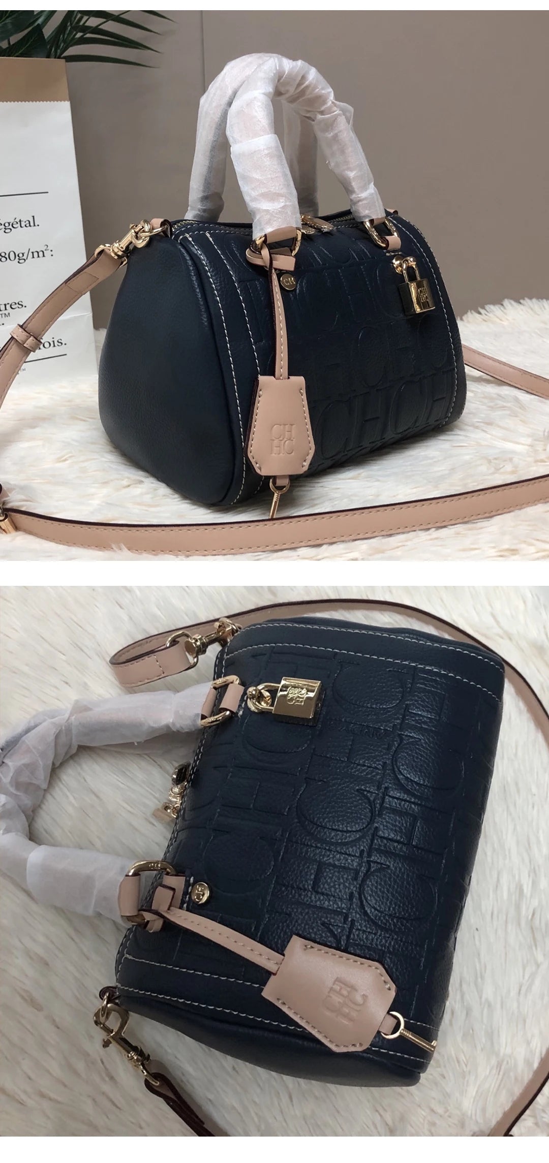 CH High Quality PU Material Multifunctional Tote Bag Zipper Lock Fashion Design Large Capacity Printed Commuter Tote Bag