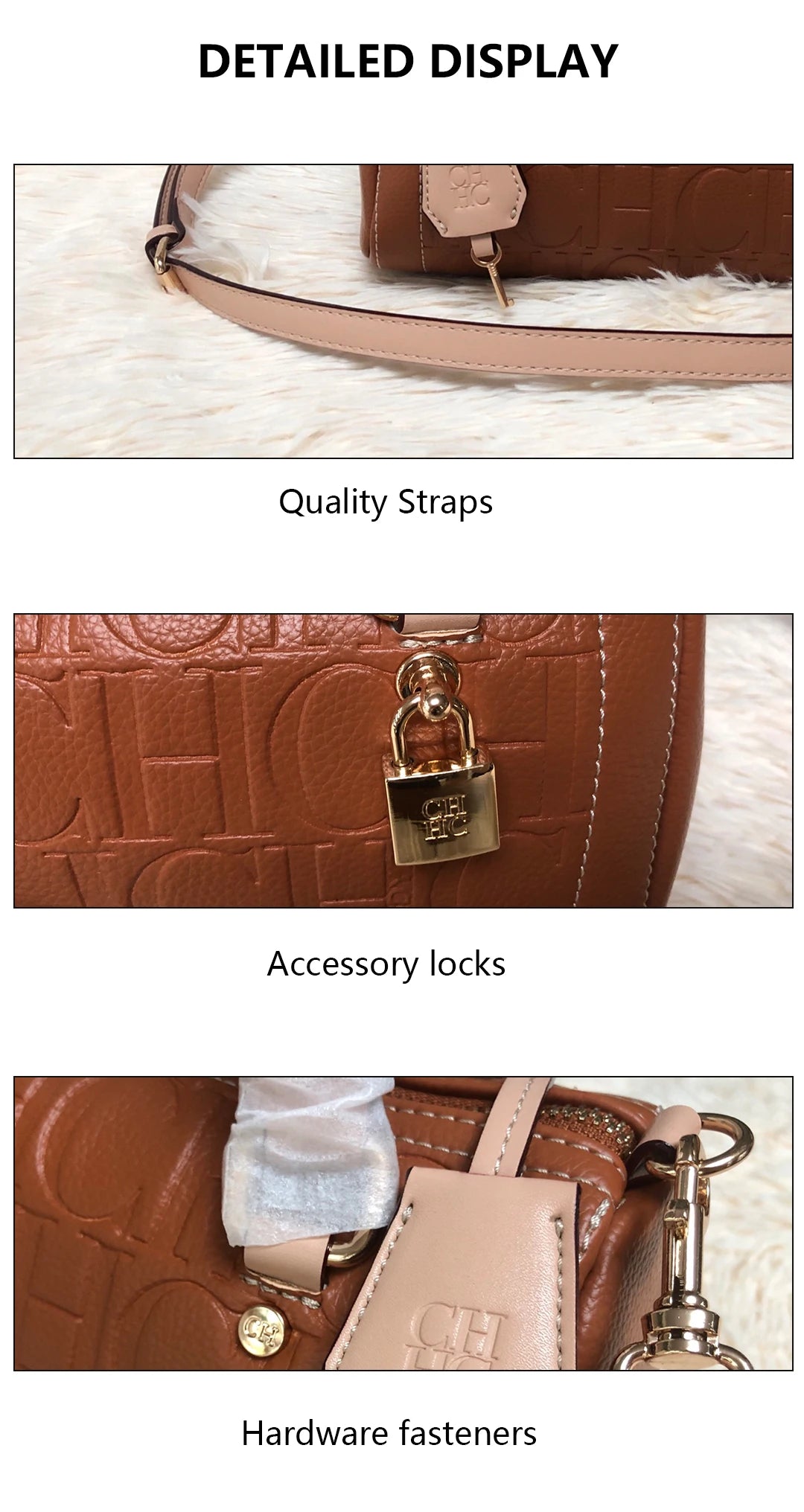 CH High Quality PU Material Multifunctional Tote Bag Zipper Lock Fashion Design Large Capacity Printed Commuter Tote Bag