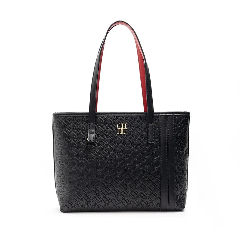 CH Solid Color Large Capacity Women's Shoulder Bag Everyday Multi-Functional Style Crossbody Bag Monogram Printed Tote Bag
