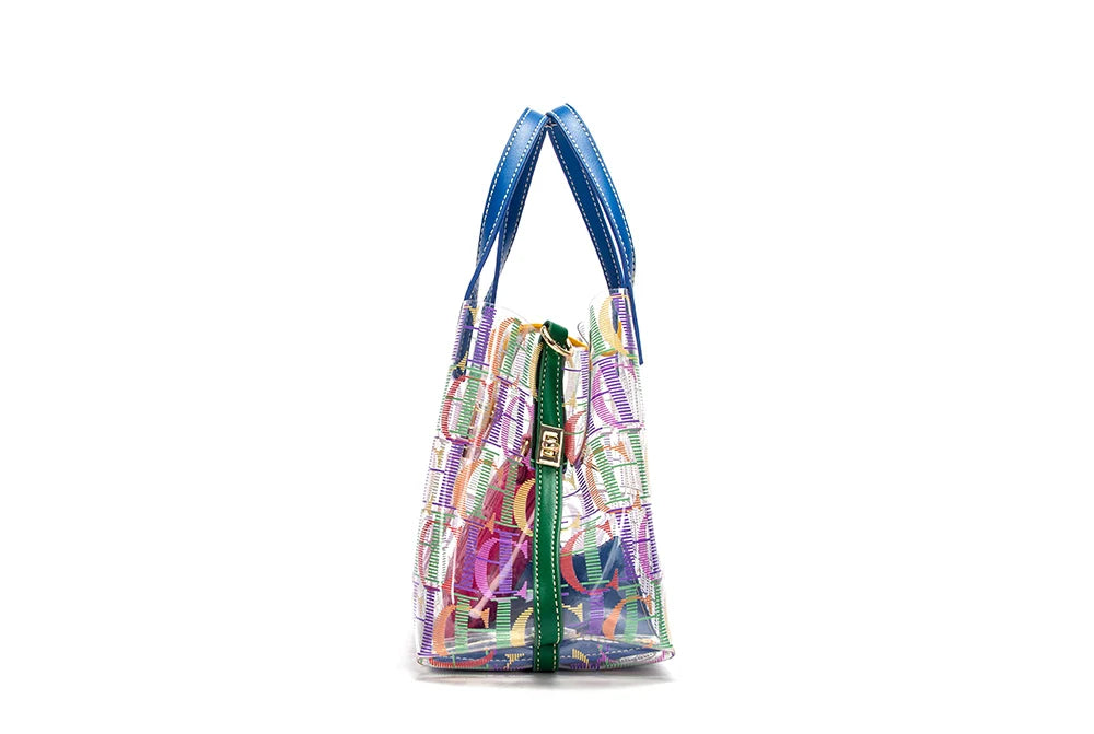 CH Women's Bucket Bag Large Capacity Tote Transparent TPU Material Letter Printed Shopping Bag Travel Crossbody Women's