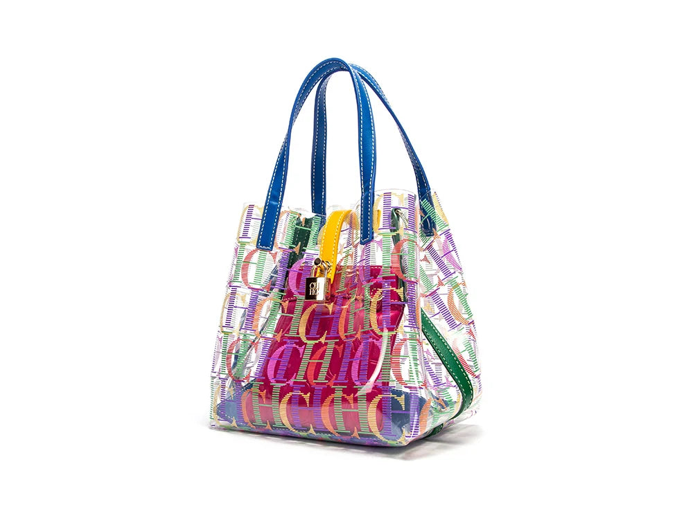 CH Women's Bucket Bag Large Capacity Tote Transparent TPU Material Letter Printed Shopping Bag Travel Crossbody Women's
