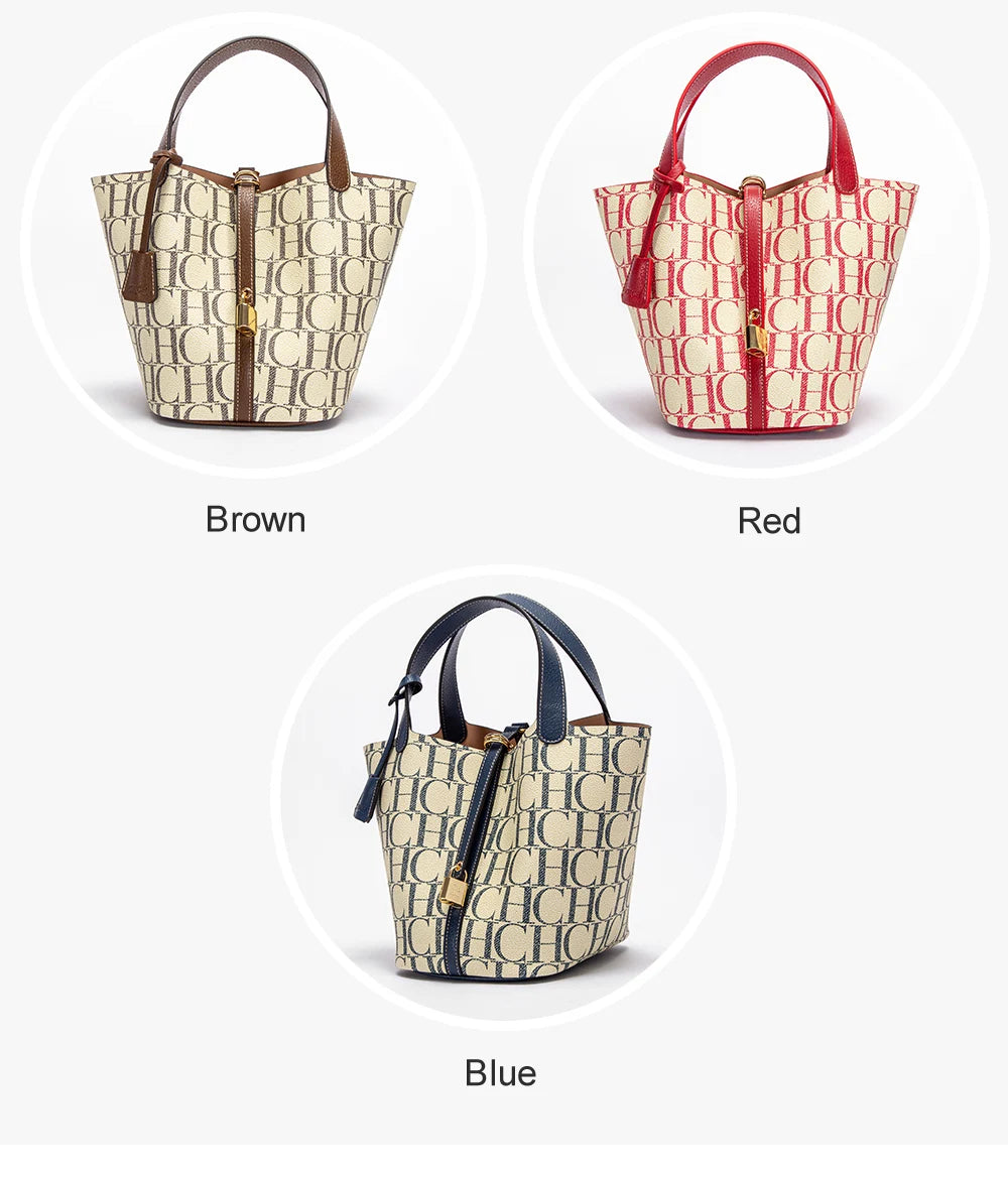 CH Large Capacity Commuter Travel Crossbody Bag Luxury Brand Women's Shoulder Bag Fashion Women's Handbag PVC Jacquard Texture