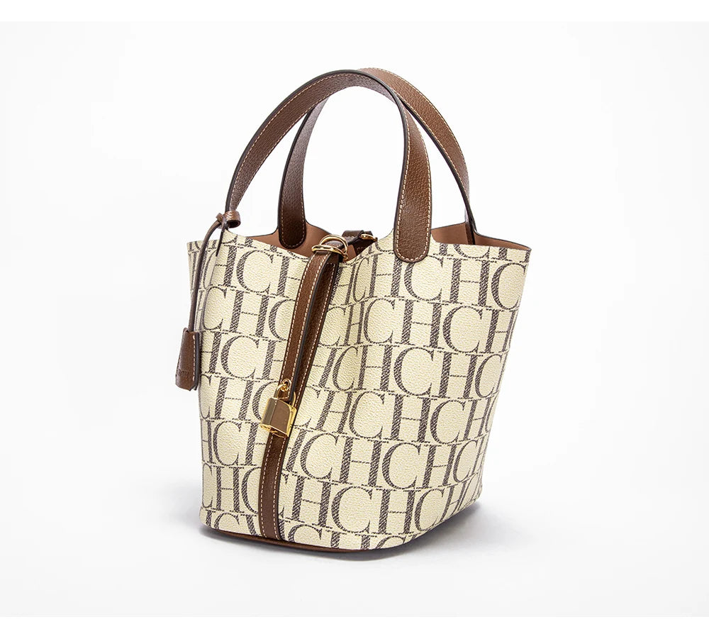 CH Large Capacity Commuter Travel Crossbody Bag Luxury Brand Women's Shoulder Bag Fashion Women's Handbag PVC Jacquard Texture