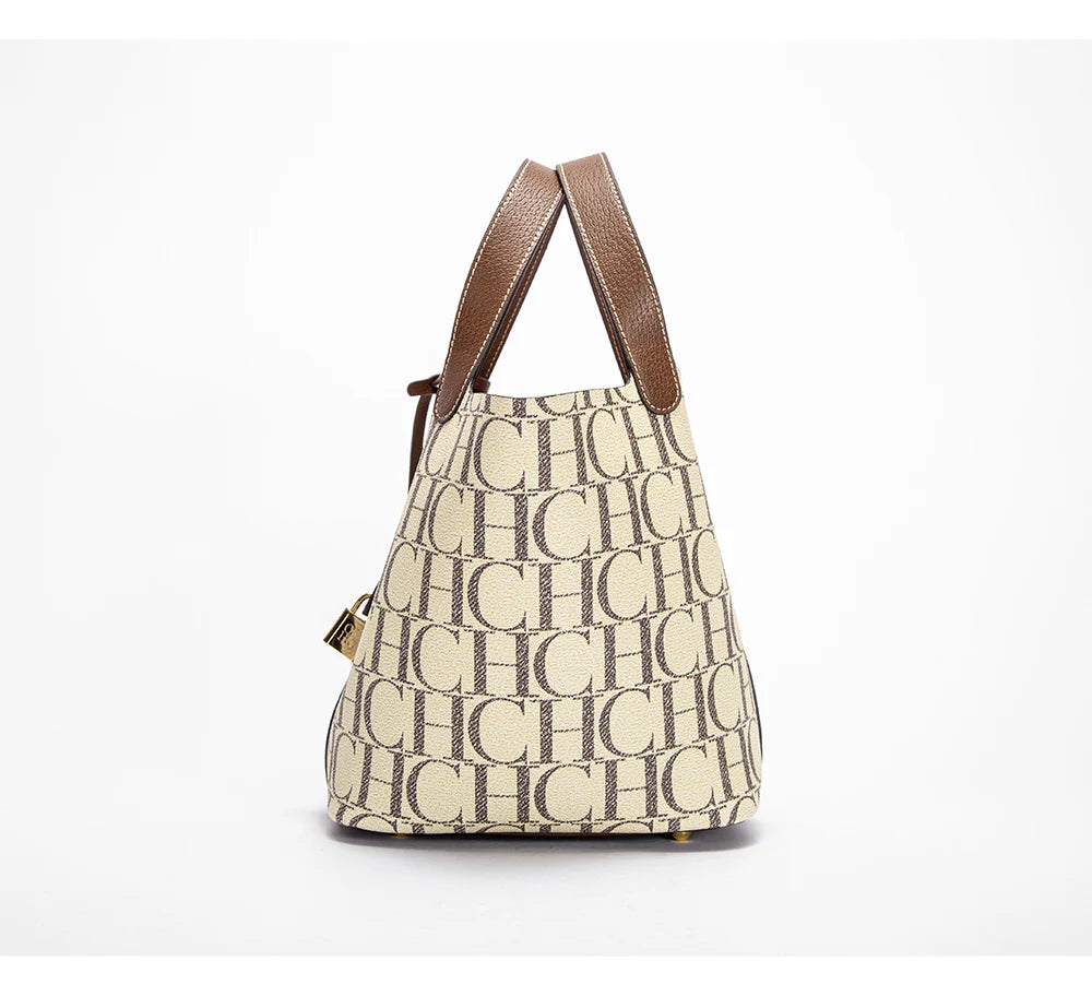 CH Large Capacity Commuter Travel Crossbody Bag Luxury Brand Women's Shoulder Bag Fashion Women's Handbag PVC Jacquard Texture