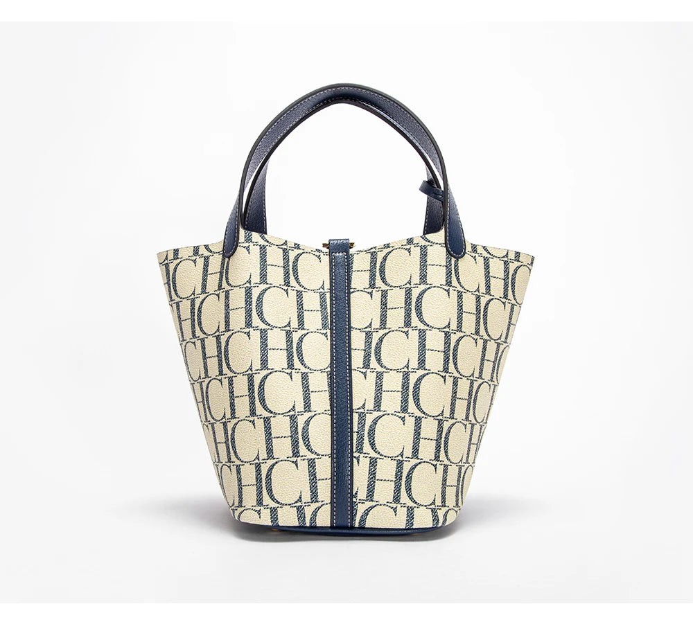 CH Large Capacity Commuter Travel Crossbody Bag Luxury Brand Women's Shoulder Bag Fashion Women's Handbag PVC Jacquard Texture
