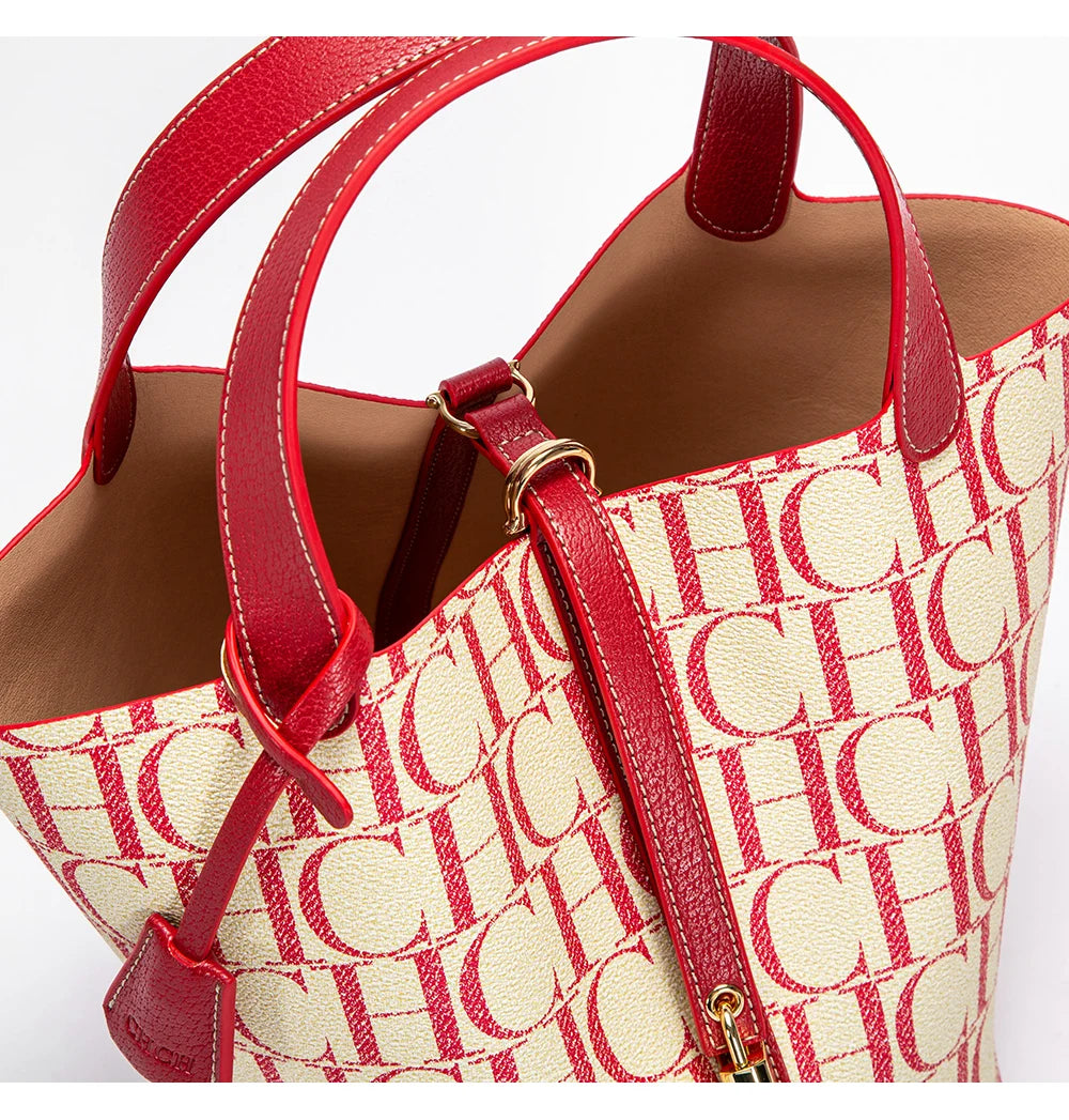CH Large Capacity Commuter Travel Crossbody Bag Luxury Brand Women's Shoulder Bag Fashion Women's Handbag PVC Jacquard Texture