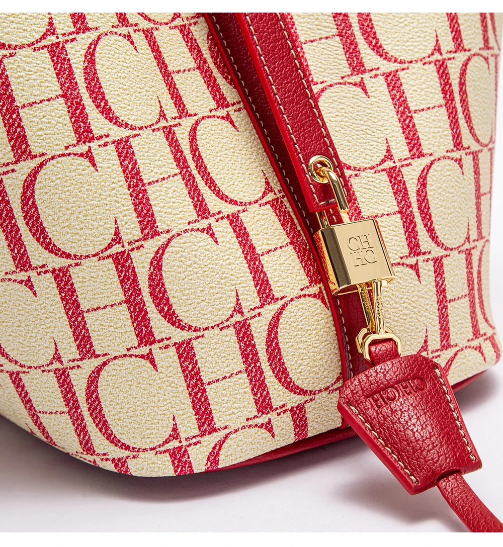 CH Large Capacity Commuter Travel Crossbody Bag Luxury Brand Women's Shoulder Bag Fashion Women's Handbag PVC Jacquard Texture