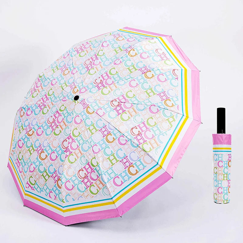 CH Alphabet Print Design Simple Fashion Style Umbrella Versatile Multifunctional Umbrella Easy To Carry Semi-automatic Umbrella