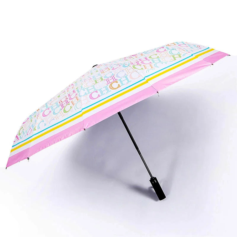 CH Alphabet Print Design Simple Fashion Style Umbrella Versatile Multifunctional Umbrella Easy To Carry Semi-automatic Umbrella